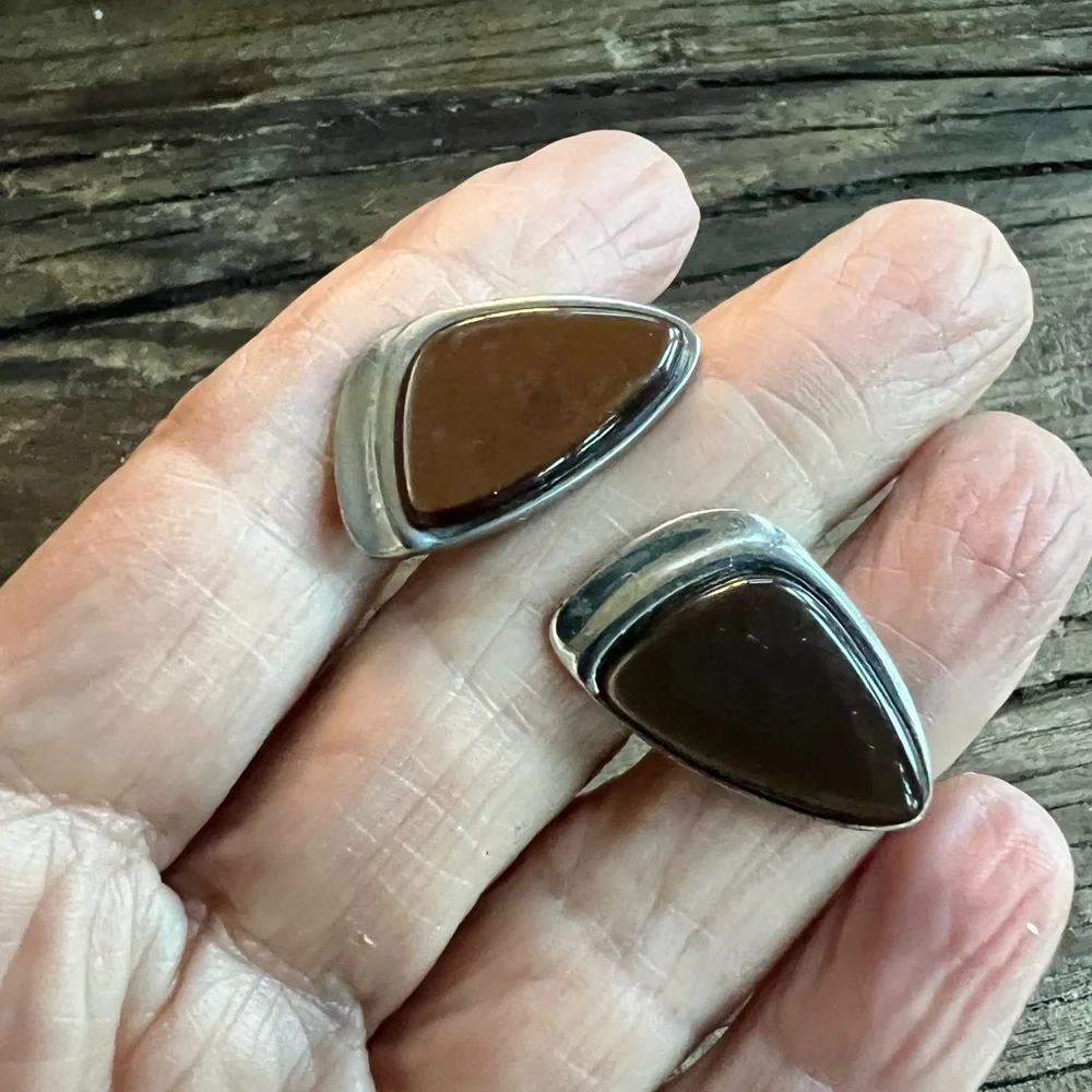 Brown Jasper (?) and Silver Cufflinks